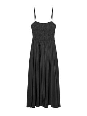 ZARA - Flowy Black Smocked Maxi Dress with Spaghetti Straps